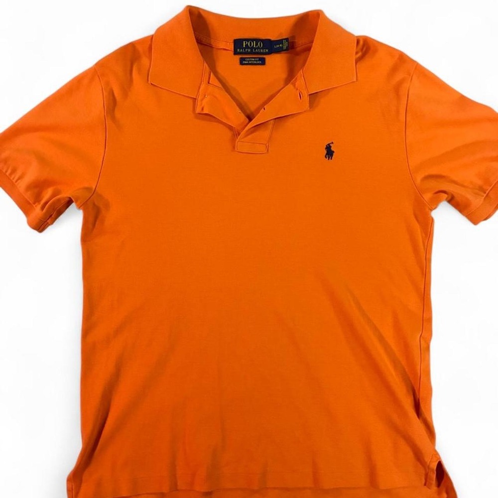 Polo Ralph Lauren orange polo shirt. Pima interlock. Size youth L (14-16)